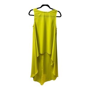 Caramela Chartreuse/Lime Hi-Low Draped Tunic Tank Top Sz M